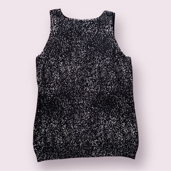 (3/$15) Calvin Klein Black Silver Ribbed Neck Tank Top - Picture 4 of 5